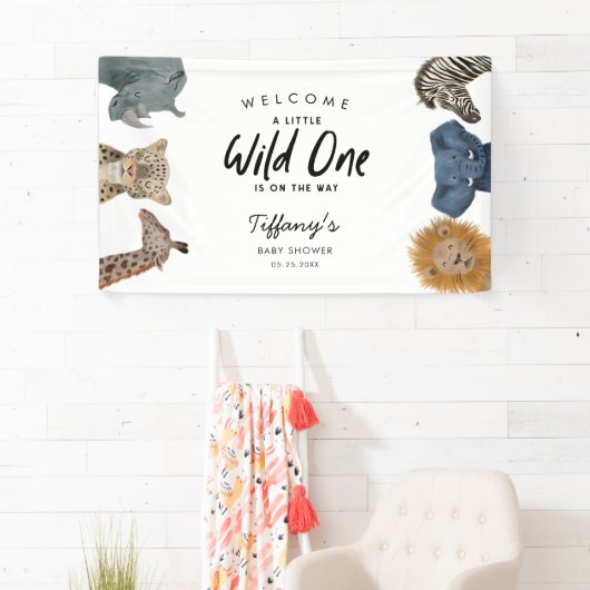Safari Dieren Thema Baby shower Welkom Spandoek (Insitu)
