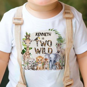 Safari Dieren Thema Twee Wilde 2e verjaardag Kinder Shirts