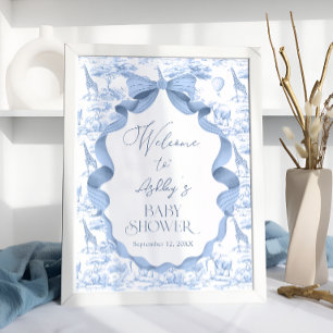 Safari Dieren Toile de Jouy Baby shower Welkom Poster