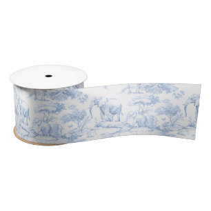Safari Dieren Toile de Jouy Blauw Lint