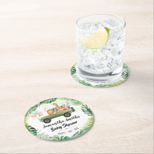 Safari Dieren Tropisch Oerwoud Baby shower Onderze Ronde Kartonnen Onderzetter