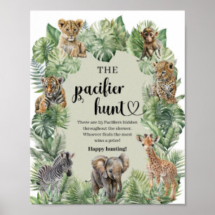 Safari dieren Tropische Fopspeen Hunt spel Poster