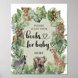Safari dieren Tropische groen boeken voor baby Poster