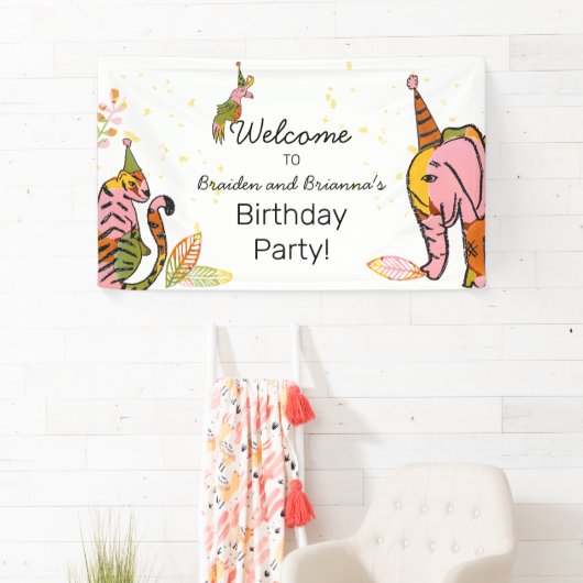 Safari Dieren Tween Tiener Boho Welkom Verjaardag Spandoek (Insitu)
