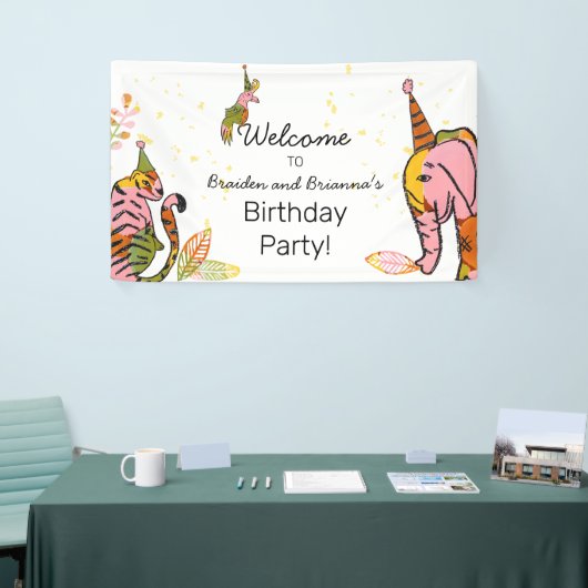 Safari Dieren Tween Tiener Boho Welkom Verjaardag Spandoek (Beurs)