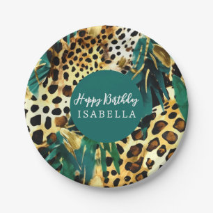 Safari Dieren Vacht Prints Patroon Boho Krachtig G Papieren Bordje