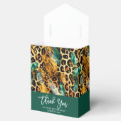 Safari Dieren Vacht Prints Patroon Groen en Goud Bedankdoosjes (Geopend)