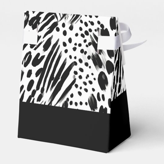 Safari Dieren Vacht Prints Patroon Zwart en Wit Bedankdoosjes (Achterkant)