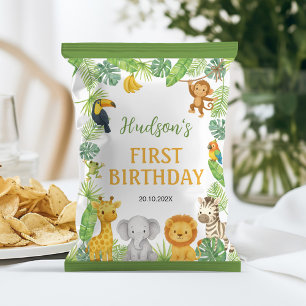 Safari Dieren Verjaardagsfeestje Chipzak Verpakkin Flyer