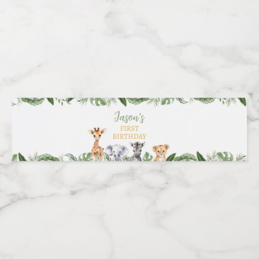 Safari Dieren Verjaardagsfeestje Waterfles Label Waterfles Etiket (Enkel label)