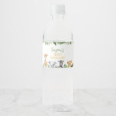 Safari Dieren Verjaardagsfeestje Waterfles Label Waterfles Etiket (Voorkant)