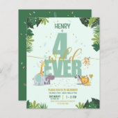 Safari Dieren Vier Wilde Budget Verjaardag (Voorkant / Achterkant)