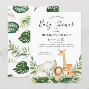 Safari Dieren Vloeiend Baby shower Kaart