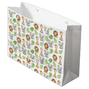 Safari Dieren Watercolor Patroon Groot Cadeauzakje