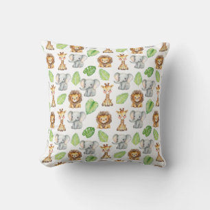 Safari Dieren Watercolor Patroon Kussen