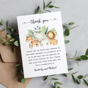 Safari Dieren Waterverf Verjaardag I Baby shower Bedankkaart