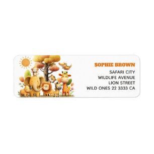 Safari Dieren Waterverf Wilde Dieren Retouradres  Etiket