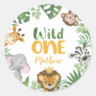 Safari Dieren Wild Eén eerste geboorte Oerwoud Jo Ronde Sticker