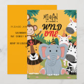 Safari Dieren Wild Een Jongen Verjaardagsfeestje Kaart (Voorkant / Achterkant)