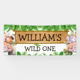 Safari Dieren Wild Een Verjaardag Spandoek