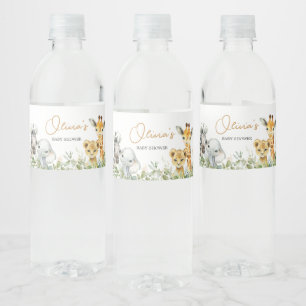 Safari Dieren Wild One Baby Shower Waterfles Etiket