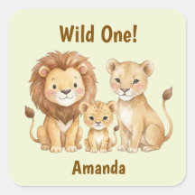 Safari Dieren Wild One Gepersonaliseerde Naam