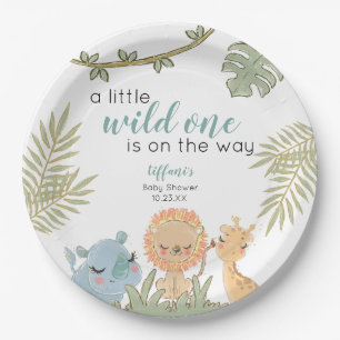 Safari Dieren Wild One Girl Baby shower Papieren Bordje