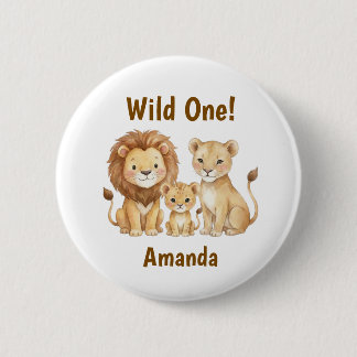 Safari Dieren Wild One Persoonlijke Naam Ronde Button 5,7 Cm