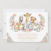 Safari Dieren Wilde Bloem Garden Girl Baby shower Kaart (Voorkant)