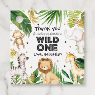 Safari Dieren Wilde Eén eerste verjaardag Bedankjes Labels