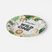 Safari Dieren Wilde Eén eerste verjaardag Papieren Bordje (Gekanteld)