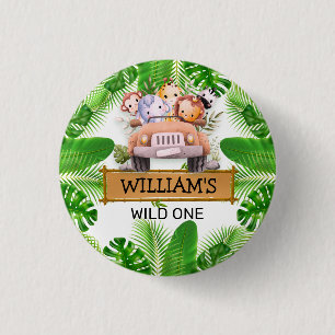 Safari Dieren Wilde Eén Verjaardag Ronde Button 3,2 Cm