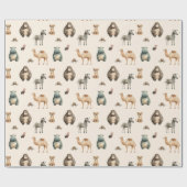 Safari Dieren Zebra Leeuw Camel Hippo Cadeaupapier (Vlak)