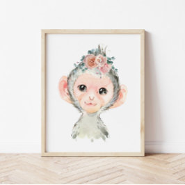Safari Dierenkinderkamer Kunst, Waterverf Apen Kun Poster