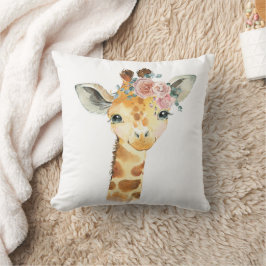 Safari Dierenkinderkamer Kunst, Waterverf Giraffe  Kussen