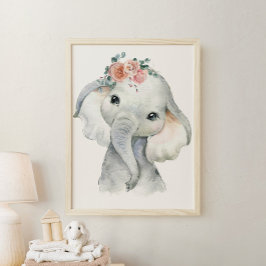 Safari Dierenkinderkamer Kunst Waterverf Olifant K Poster