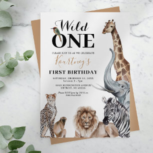 Safari Dierenpark 1e verjaardagsfeest uitnodiging