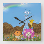 Safari Dierenplezier Vierkante Klok (Voorkant)