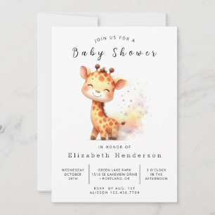 Safari Digital Giraffe Baby shower Kaart
