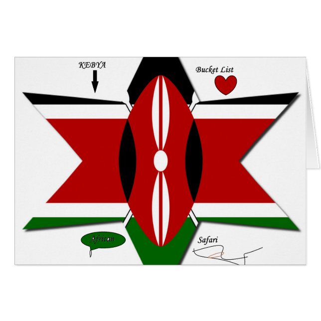 Safari Drapeau Kenyan Conception : Liste de seaux (Devant horizontal)