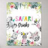 Safari Drinken Safari Party Animals Birthday Sign Poster (Voorkant)