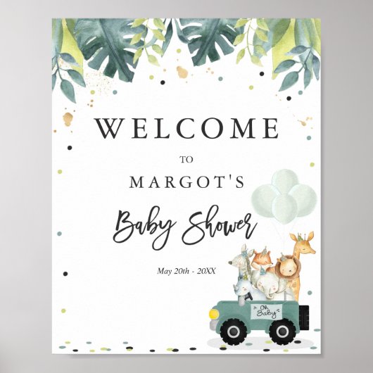Safari Drive By Baby shower Affiche de bienvenue (Devant)