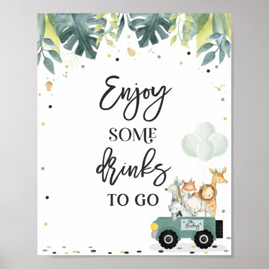 Safari drive by Baby shower Treat Favor Sign Poster (Voorkant)