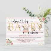 Safari Drive door Baby Girl Douche Uitnodiging (Staand voorkant)