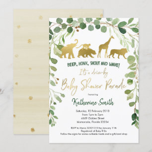 Safari Drive par Baby shower Parade Invitation