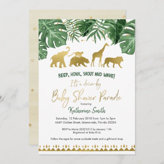 Safari Drive par Baby shower Parade Invitation (Devant / Derrière)