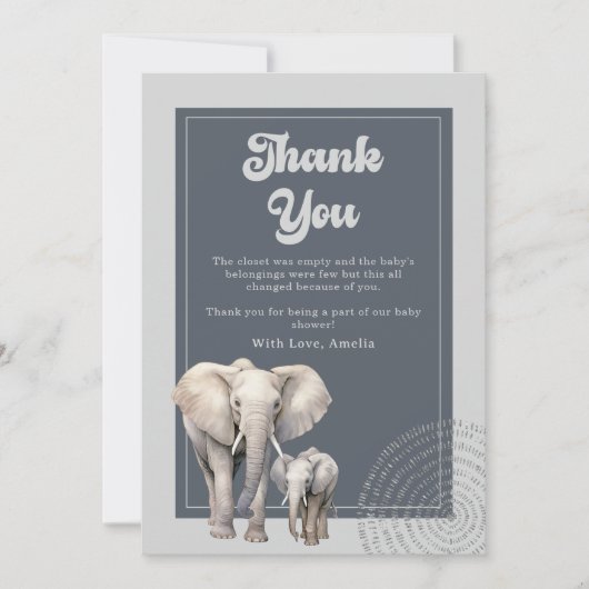 Safari Elephant Baby shower bedankkaart (Voorkant)