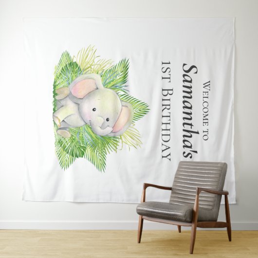 Safari Elephant Backdrop Wandkleed (In Situ (horizontaal))