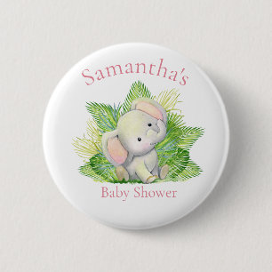 Safari Elephant Pink Baby shower Button