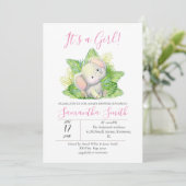 Safari Elephant rose invitation (Debout devant)